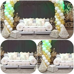 Arabische decoratie bank wit / zilver laag