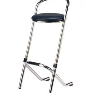 Barkruk Chrome zwart leren zitting Barkruk Chrome zwart leren zitting