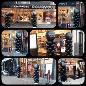 Ballonpilaar met topballon bedrukt