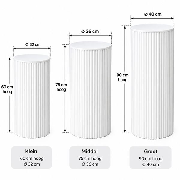 Decoratie Pilaar / Zuil / Sokkel wit set van 3