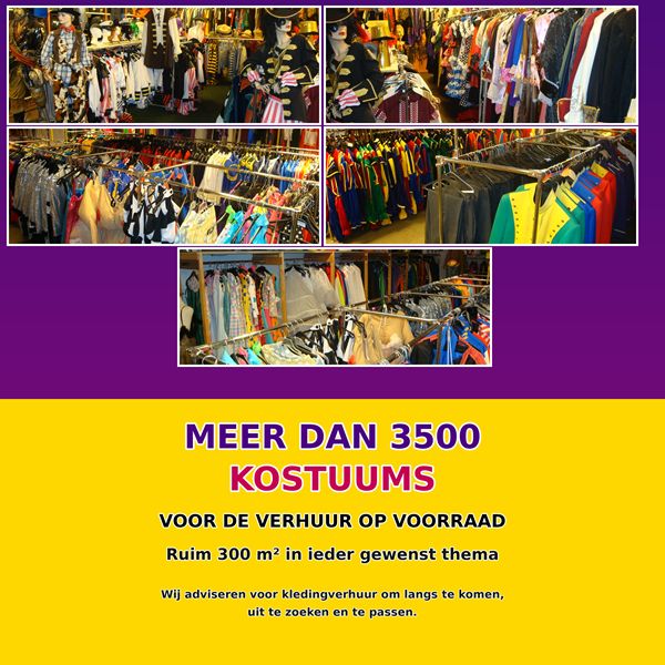 Meer dan 3500 Kostuums op voorraad Meer dan 3500 Kostuums op voorraad