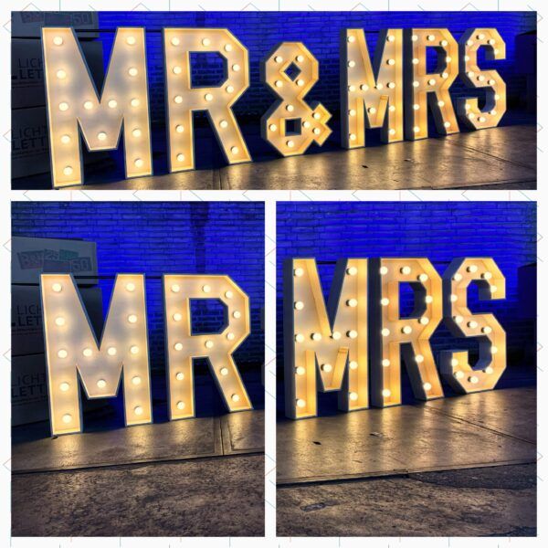 MR & MRS letters met verlichting