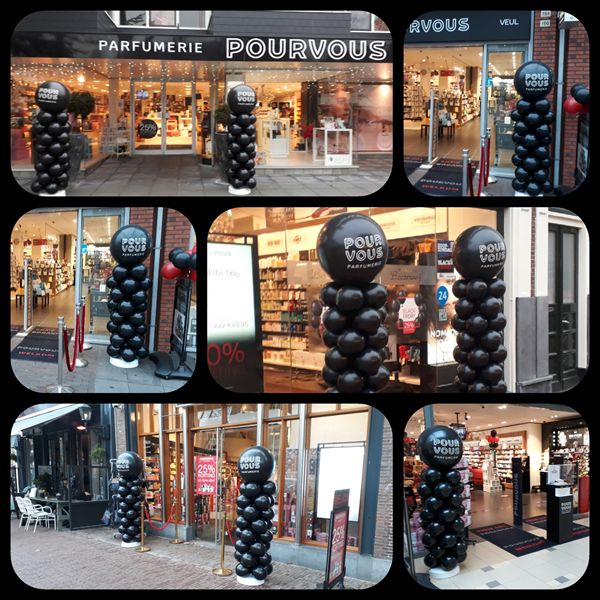 Ballonpilaar met topballon bedrukt